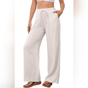 Cotton Linen Palazzo Wide Leg Pants